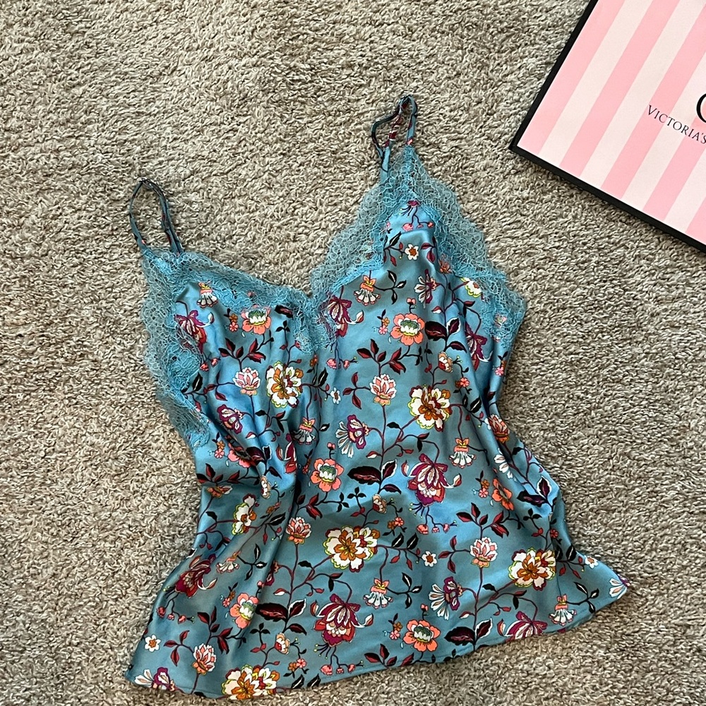 Victoria's Secret Blue Floral Lace Camisole